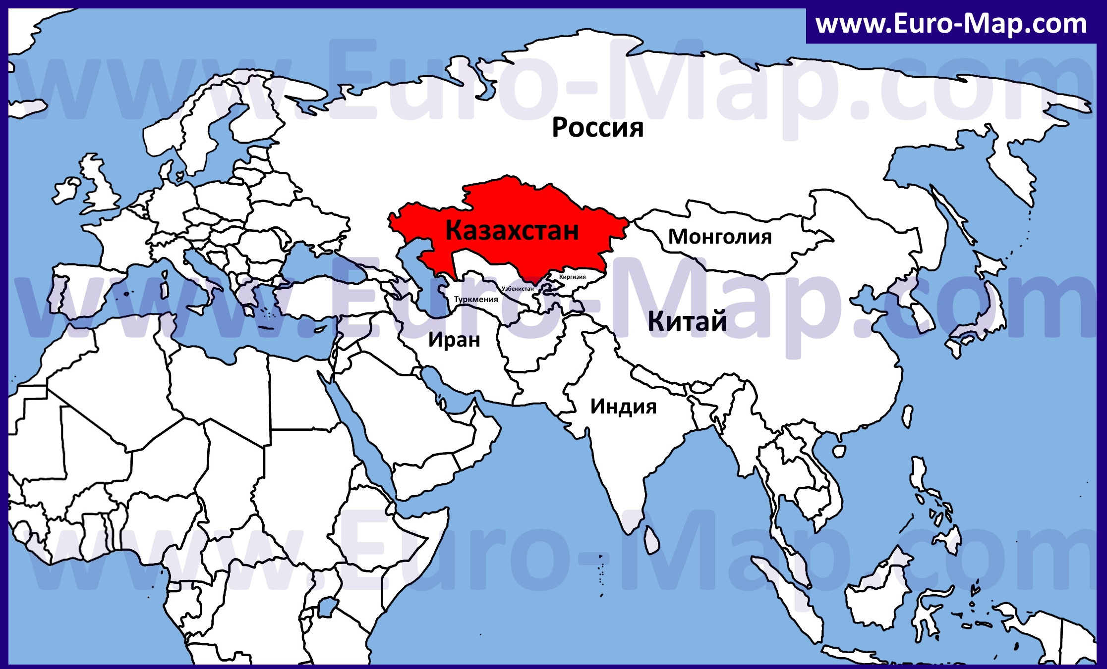 Карты Казахстана Подробная физическая карта Казахстана с городами и поселками Автомобильная 3383