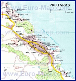 Карта города Протарас с отелями