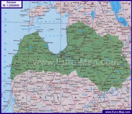 Карта Латвии на русском языке