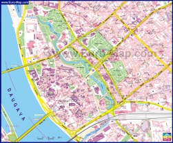 Подробная карта центра Риги с улицами