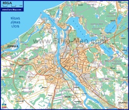 Подробная карта Риги с окрестностями
