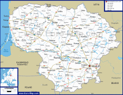 Автомобильная карта дорог Литвы