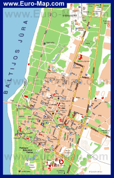 Карта города Паланга с отелями