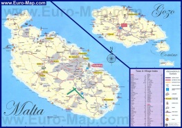 Подробная туристическая карта Мальты