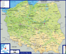 Физическая карта Польши