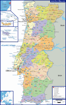 Политическая карта Португалии