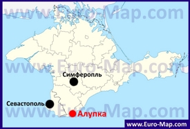 Алупка на карте Крыма