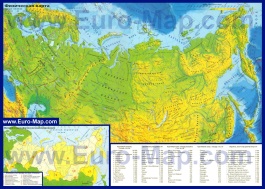 Физическая карта России с городами