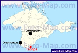 Гаспра на карте Крыма