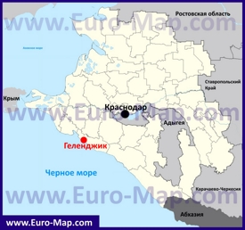 Геленджик на карте Краснодарского Края