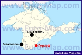Гурзуф на карте Крыма