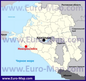 Новороссийск на карте Краснодарского Края