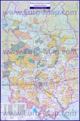 Карта охотничьих угодий (охотугодий) Омской области