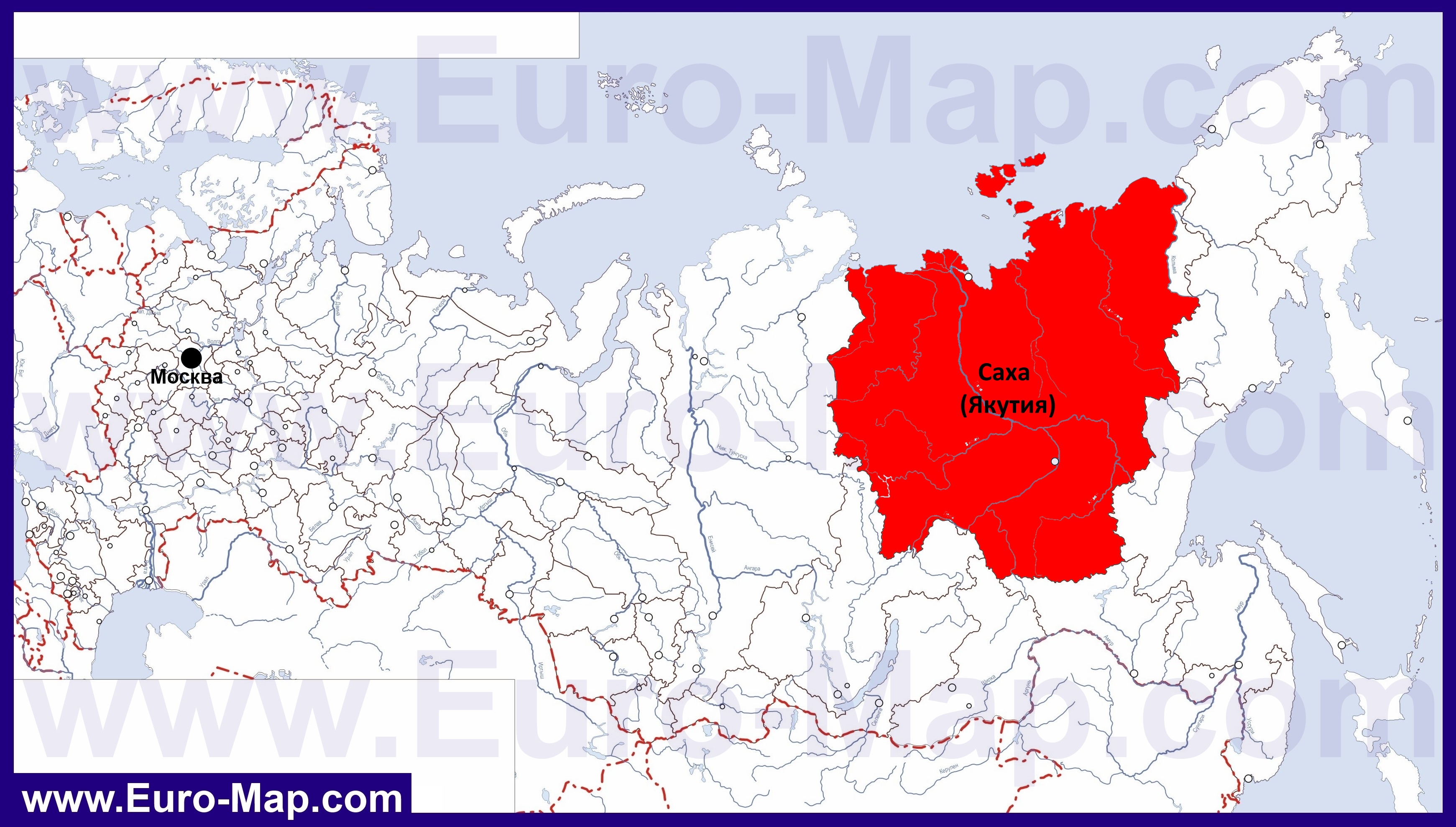 Карта Якутии на карте России