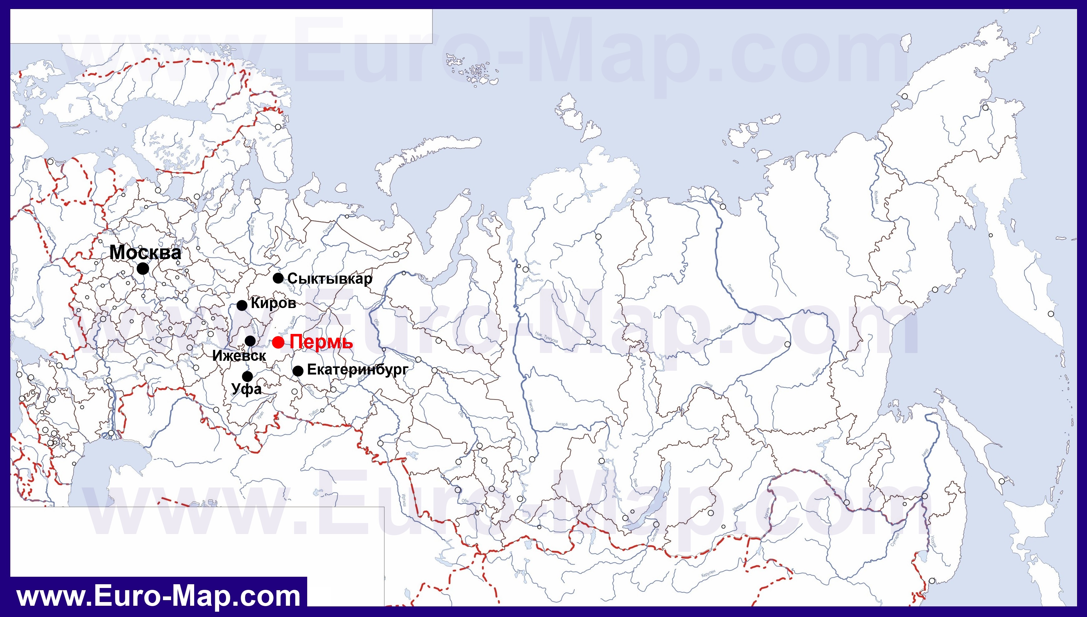 Пермь карта россии с городами подробная