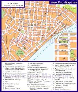 Карта центра Саратова с достопримечательностями