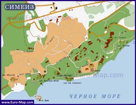 Туристическая карта Симеиза с санаториями