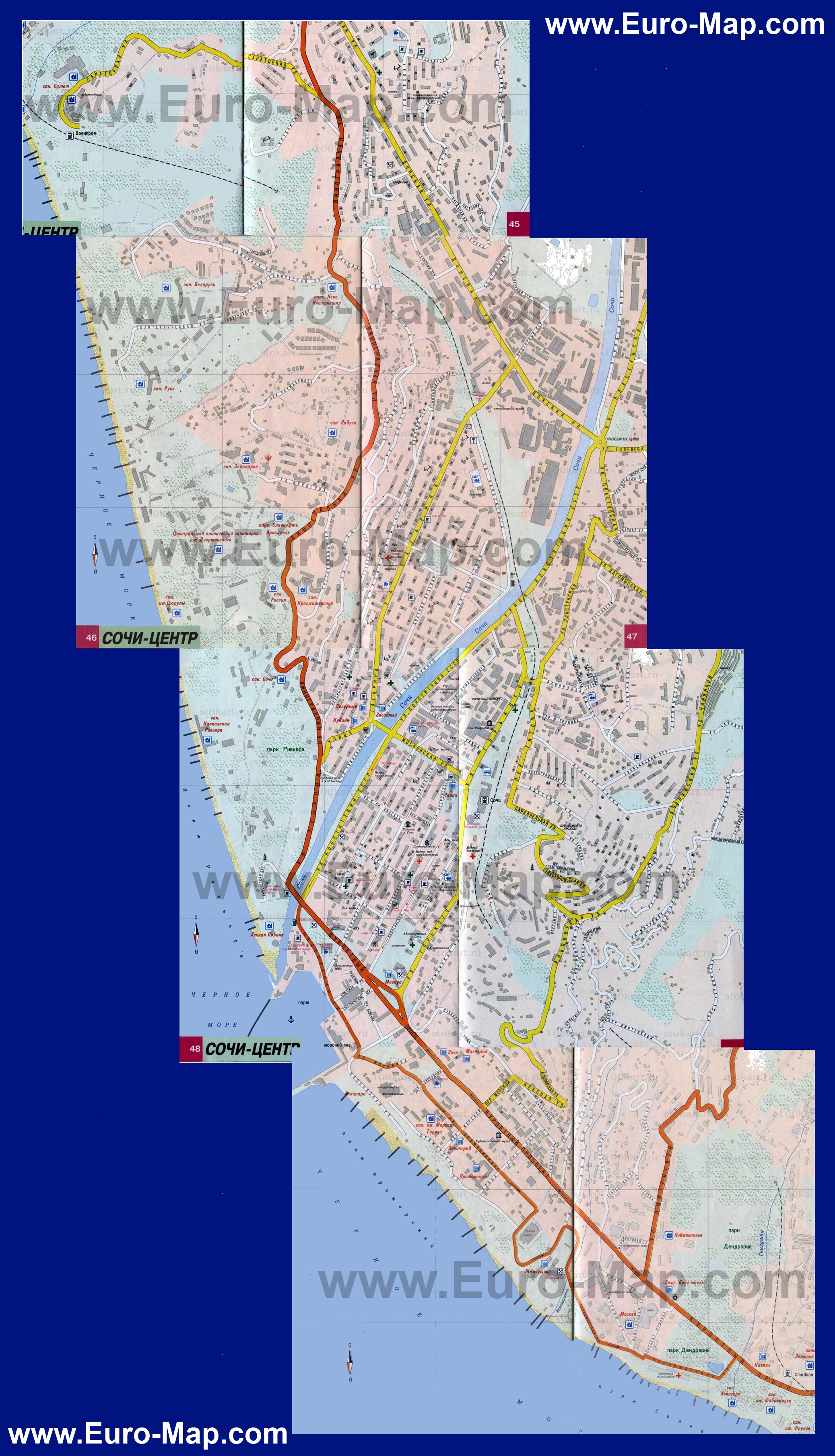 Карта имеретинской бухты с улицами и домами