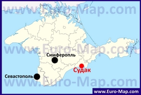 Судак на карте Крыма