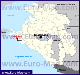 Витязево на карте Краснодарского края