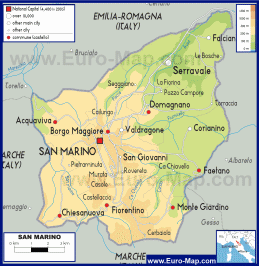 Подробная карта Сан-Марино