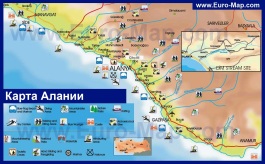 Карта побережья Алании на русском языке