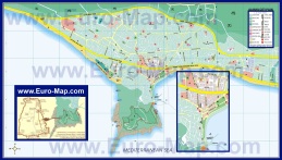 Подробная карта города Алания с достопримечательностями и магазинами