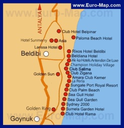 Карта отелей Бельдиби