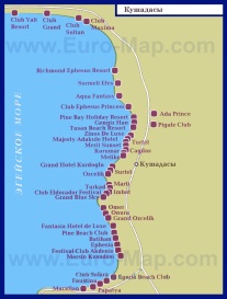 Карта отелей Кушадас