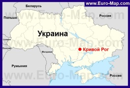 Кривой Рог на карте Украины