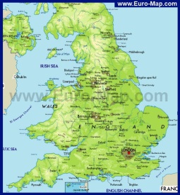 Географическая карта Англии с городами