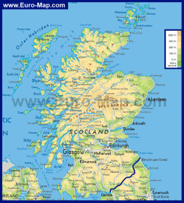 Физическая карта Шотландии
