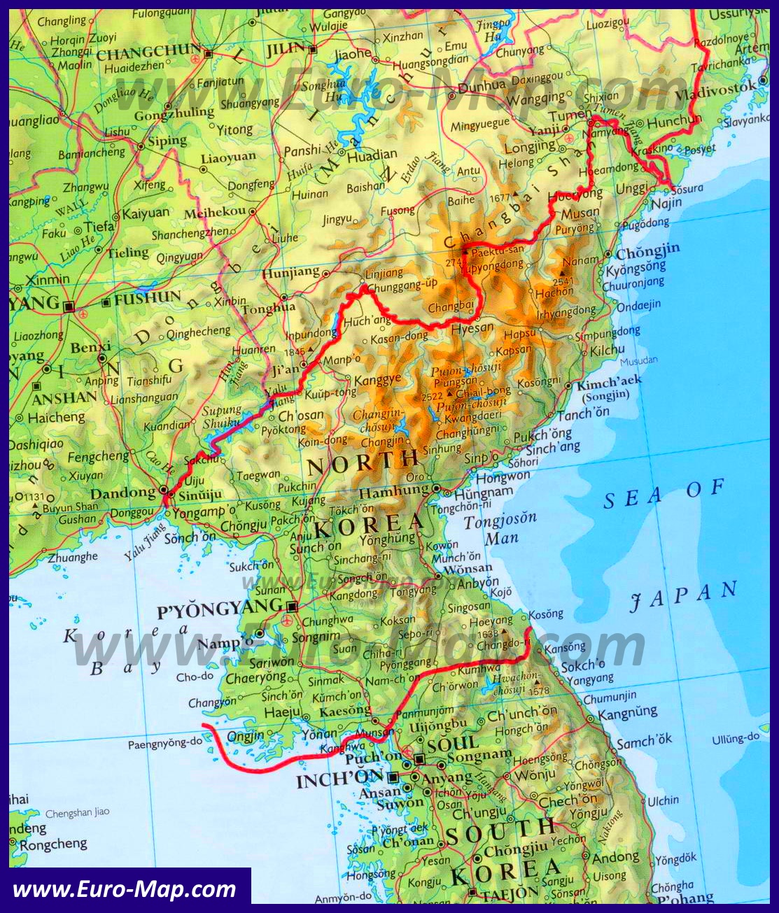 Карта КНДР (Северная Корея)