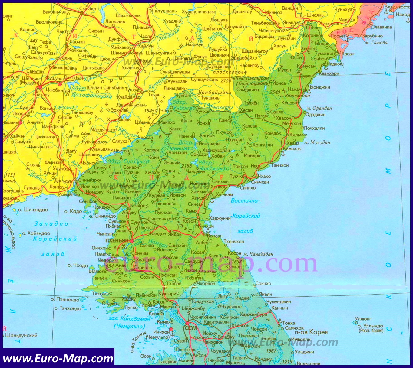Покажи на карте северную корею. Физическая карта КНДР. Карта Северной Кореи с городами. Северная Корея политическая карта.