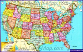 Карта США с городами и штатами