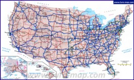 Подробная карта США с дорогами